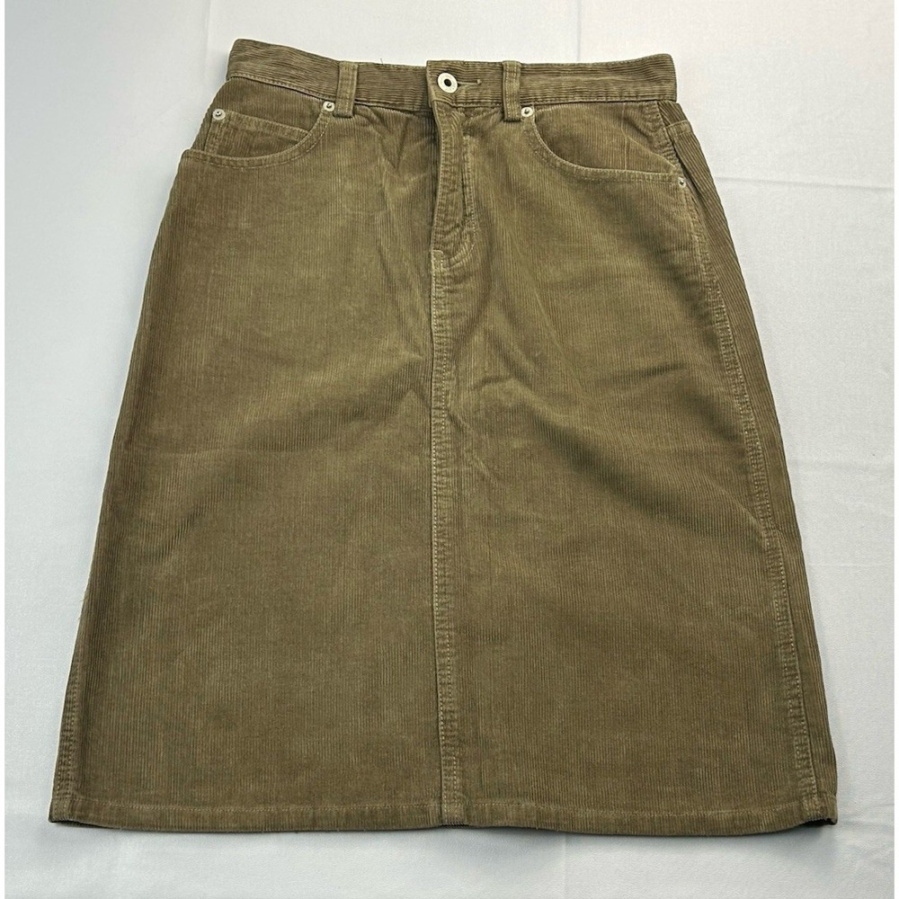 Y2K Gap Corduroy Midi Skirt Womens Size 1 Olive Green 100% Cotton Boho